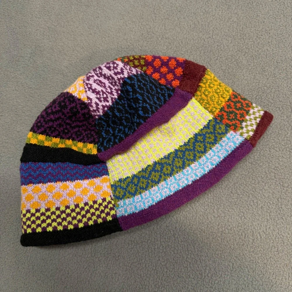 Solmate Socks Multi‎ Color Knit Patchwork Bucket Hat OS Boho Recycled Cotton